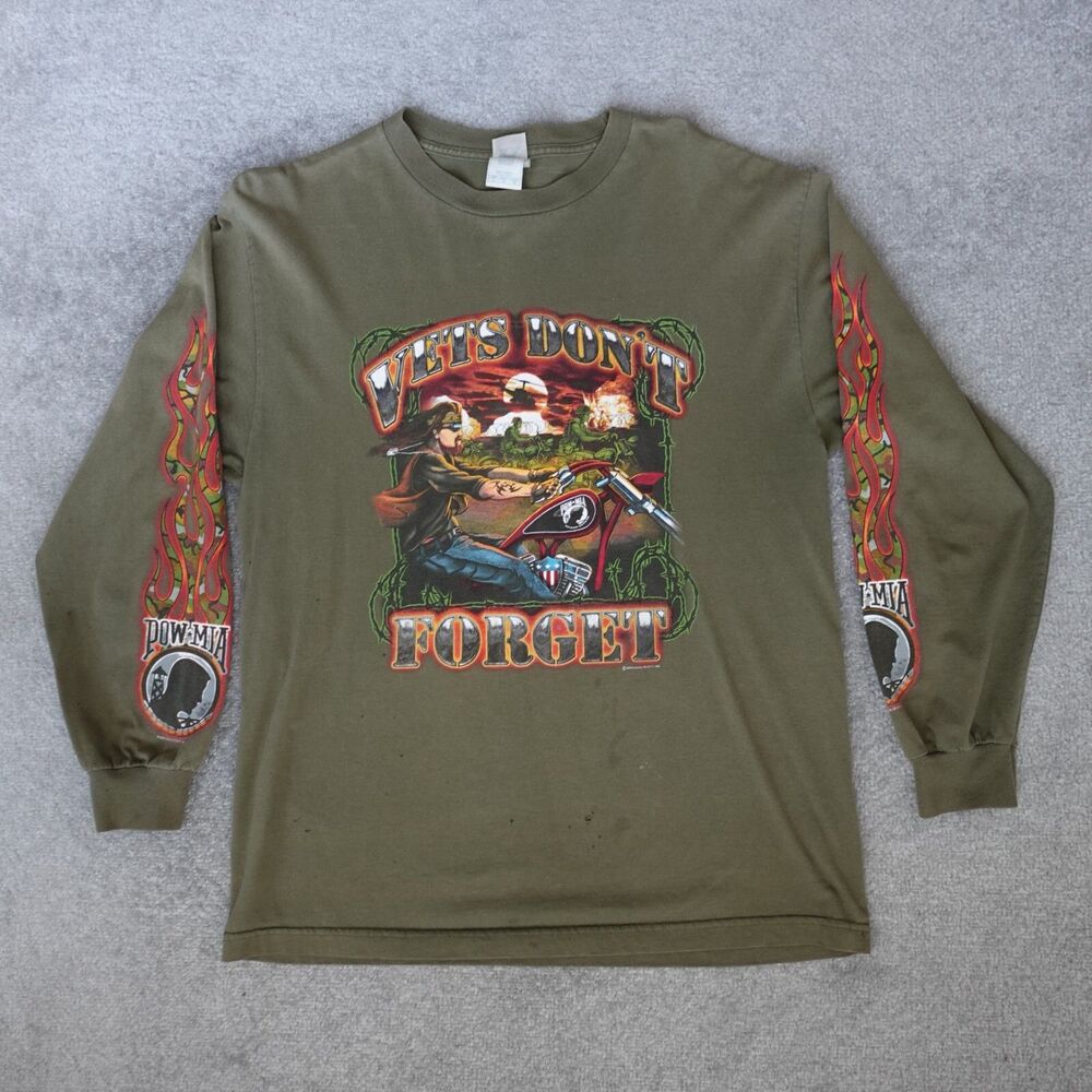 Daytona Beach Biketoberfest Shirt Men L Green Florida Biker Rally Tee POW 2008